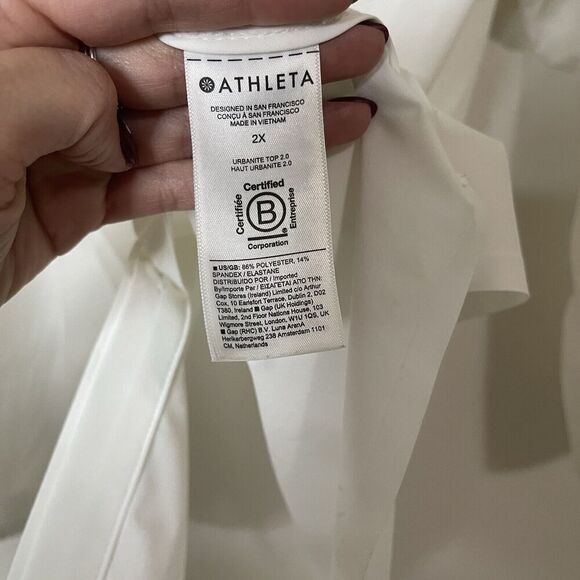 ATHLETA White outdoor button down long sleeve collar top 2X - Picture 6 of 8